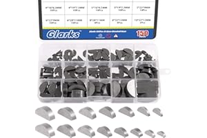 GLARKS 150Pcs 15 Sizes Woodruff Keys Assortment Carbon Steel Semi-Circular Keys Set for Fasteners Mechanical Industry