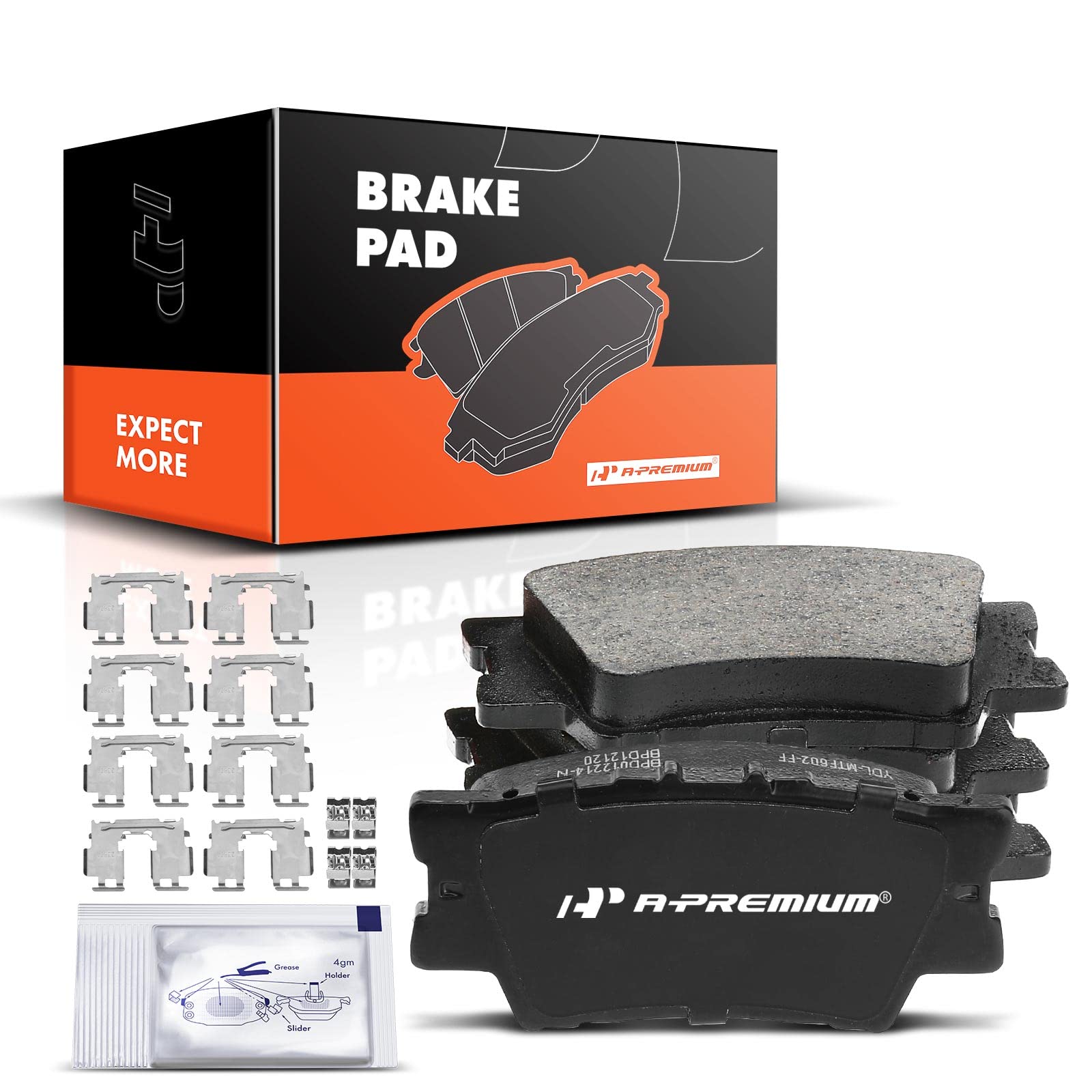 Photo 1 of A-Premium Rear Ceramic Disc Brake Pads Set Compatible with Select Toyota, Lexus and Pontiac Models - Avalon 2007-2021, Camry, Matrix, RAV4, ES300h, ES350, HS250h, Vibe, with Hardware, 4 Pcs