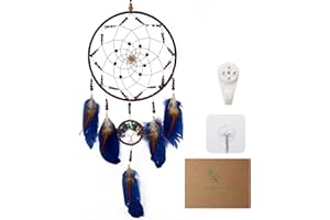 MiyouLuna Large Dream Catchers with Chakra Crystals Tree of Life, Handmade Native American Style Dream Catcher for Boys Girls Adults Bedroom Wall Decor