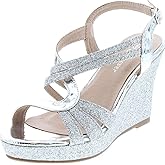 Forever Link Women's Glitter Strappy Wrapped Wedge Heel Platform Sandals