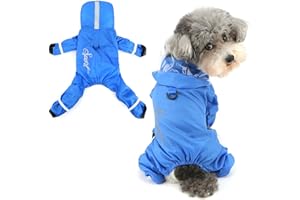 Ranphy Waterproof Reflective Hooded Pet Jumpsuit Raincoat for XSmall Small Dogs with Boots Puppy Four-Legged Rain Coat Jacket