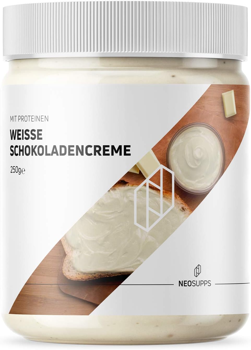 Weiße Protein Schokoladencreme 250g | Protein Aufstrich | gesunde Alternative | Vanille-Aroma | natürlicher Zucker | Topping Pancake | Proteine | Frühstück | unglaublicher Geschmack - 