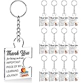Teacher Appreciation Gifts in Bulk, 12 Pcs Teacher Keychain from Students, Thank You Graduation Thanksgiving Day Christmas Gifts for Women Teachers Friends Classmate Acrylic Puzzle Piece Keychains