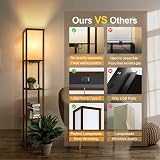 OUTON Floor Lamp with Shelves Walnut Brown LED USB Type C 3 Color Temp view 3