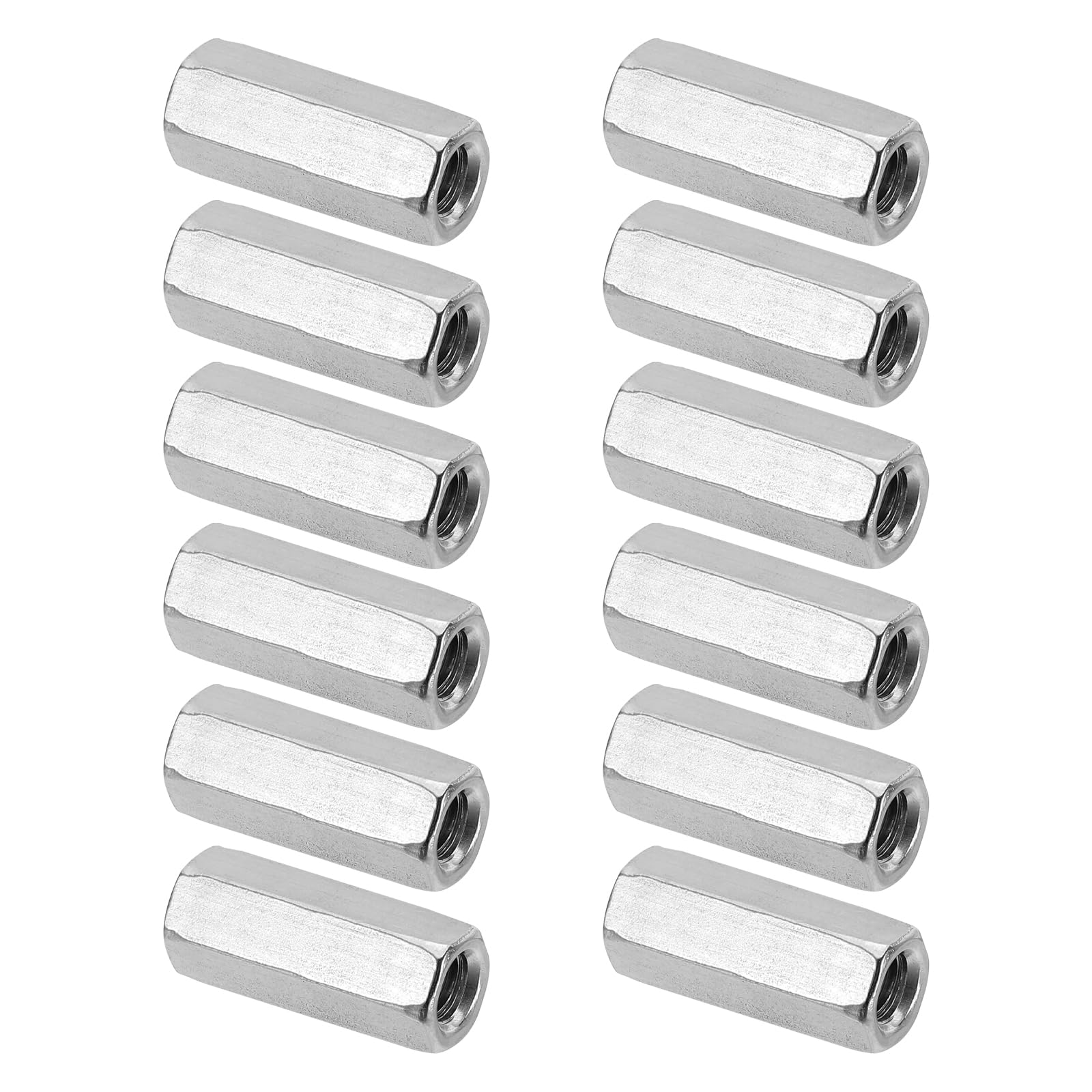 PATIKIL M6x1mm Stainless Steel Hex Coupling Nuts,12pcs 25mm(1") Long Coarse Fully Threaded Rod Coupling Nut Studding Connector Fasteners