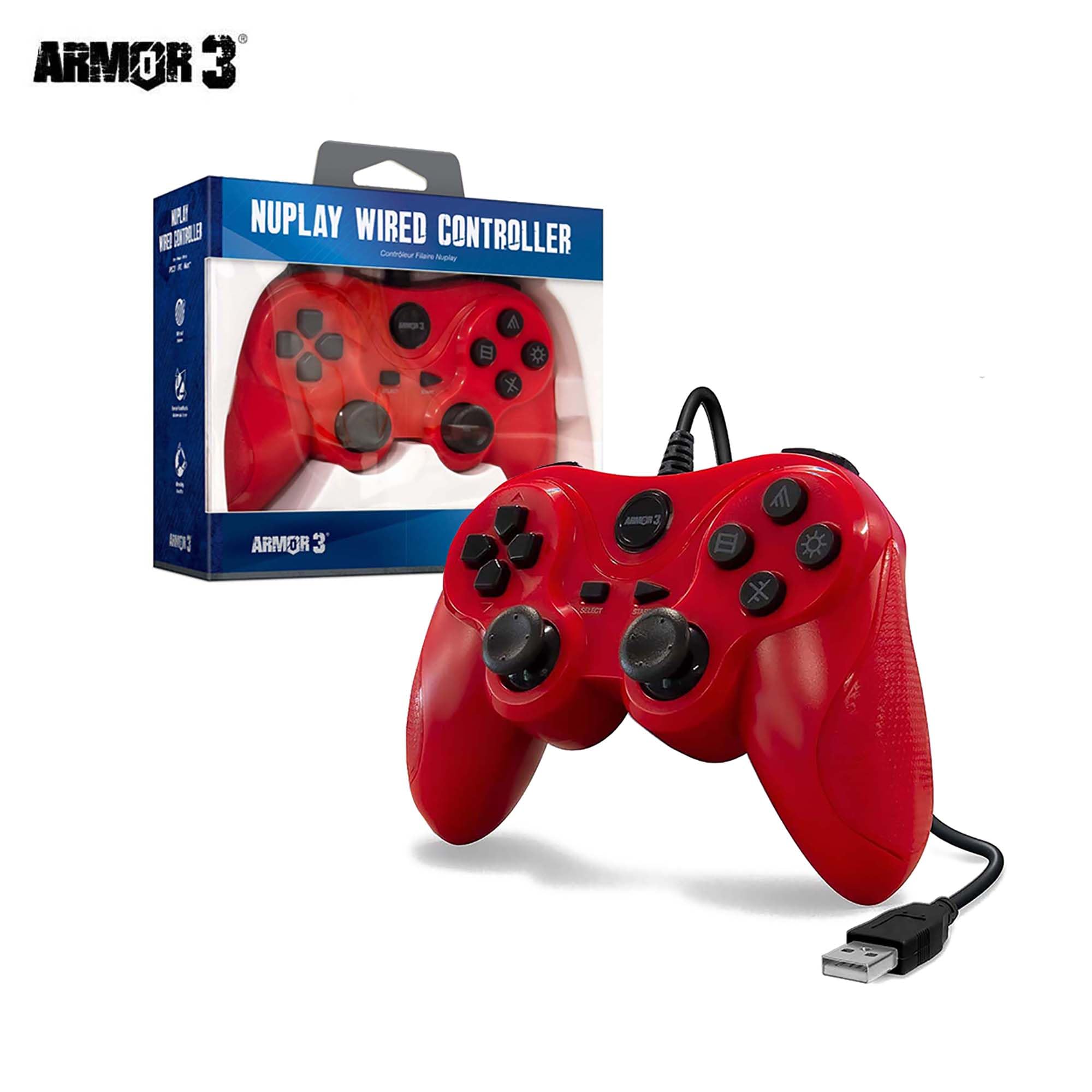 Armor3 "Nuplay" Wired Game Controller for PS3 (Red)