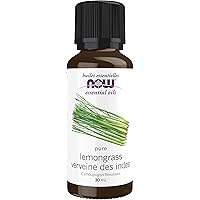 NOW Essential Oils, Lemongrass Oil, Uplifting Aromatherapy Scent, Steam Distilled, 100% Pure, Vegan, Child Resistant Cap, 30m