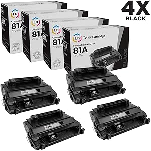 LD Compatible Toner Cartridge Replacement for HP 81A CF281A (Black, 4-Pack)
