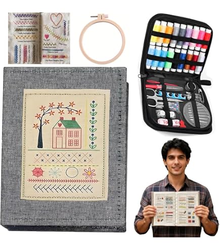 Kit De Broderie Et Livre De Points - 86 Pièces, 18 Couleurs De Fil, 138 Motifs - Pour Débutants Et Passionnés - Inclut Tissu D'entraînement