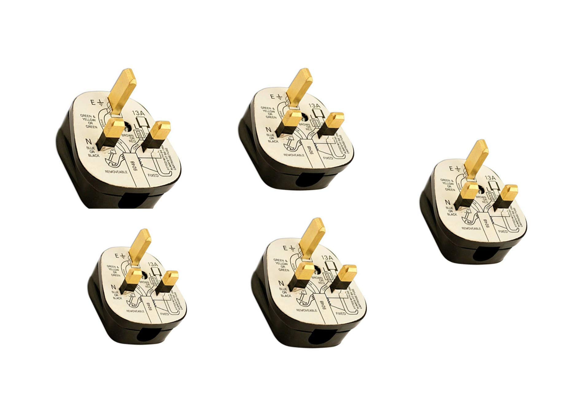 KAV 5x 13 AMP plugs 3 pin fused plug mains adapter household electric plugs adapter with colour coded sleeves & Wiring Diagram