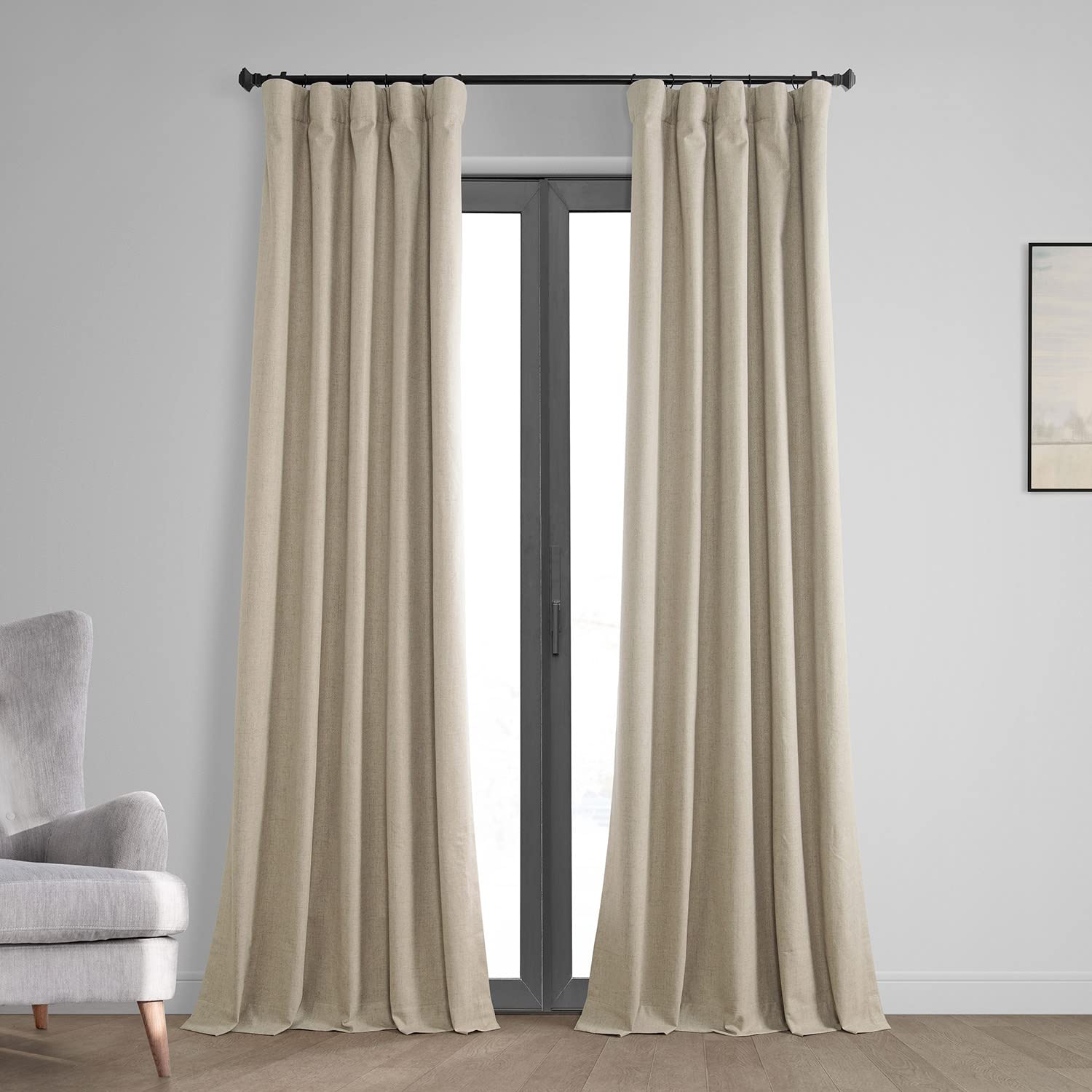 HPD Half Price Drapes Vintage Blackout Curtains for Bedroom & Living Room 50 X 108 Thermal Cross Linen Weave, FLCW-CBO2203-108 (1 Panel) Light Tan