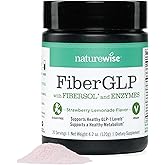 NatureWise FiberGLP - High Fiber Supplement for Women & Men - Prebiotics + Enzymes - Weight & Bloating Support - Digestive & Gut Health - Fiber Powder Drink - Vegan, Sugar Free - 4 oz[20 Servings]