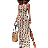 GORGLITTER Women's Vacation Outfits Crochet Dresses Boho Summer Peasant Sleeveless Bodycon Maxi Long Sundresses 2026