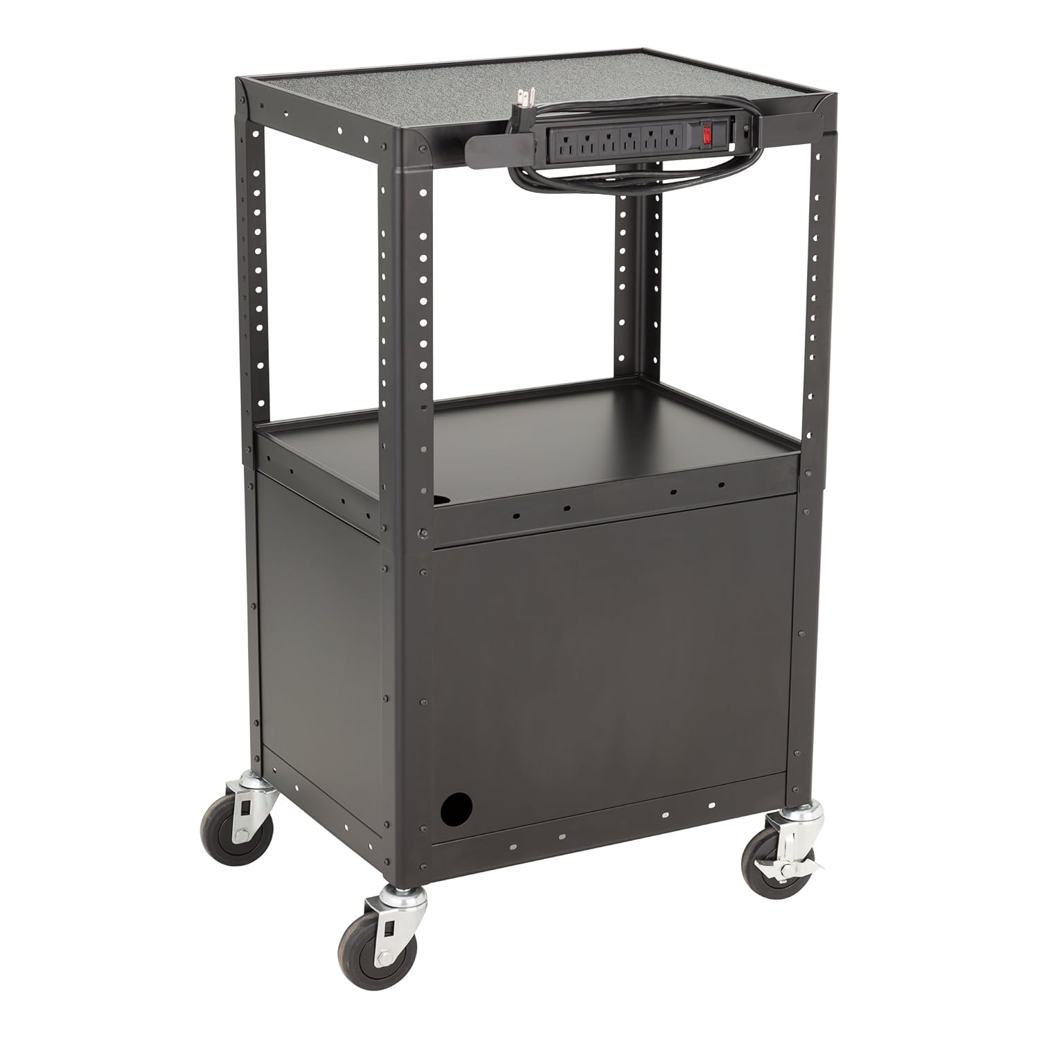 Norwood Commercial Furniture NOR-GNO1010-SO Adjustable Metal AV Cart with Locking Cabinet & Power: Industrial & Scientific