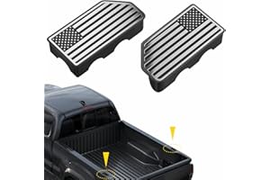 OGYE American Flag Stake Pocket Covers for 2014-2018 GMC Sierra 1500,Chevy Silverado 1500/2500/2500HD/3500 Truck Bed Rail Stake Odd Shaped Hole Plugs Caps (Chrome, 2-Pack)