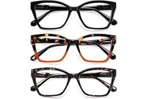 resjok 3Pack Reading Glasses for Women-Blue Light Blocking Readers Fashion Cat Eye Eyeglasses Spring Hinge