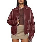 EVALESS Leather Jacket Women Faux Motorcycle Coats Fashion Oversized Bomber Zip Up Jackets Trendy Fall Winter Outfits 2025