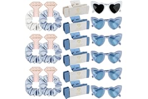 CIULAIY Bridesmaid Scrunchies Proposal Gifts 4.1inch square Hair Claws Bachelorette Hair Clip heart sunglasses Girls gift for Wedding Party Favors (18pcs White&Dusty Blue)