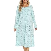Bloggerlove Nightgowns for Women Soft 100% Cotton House Dress Short/Long Sleeve Night Gowns Comfy Sleepwear S-3XL