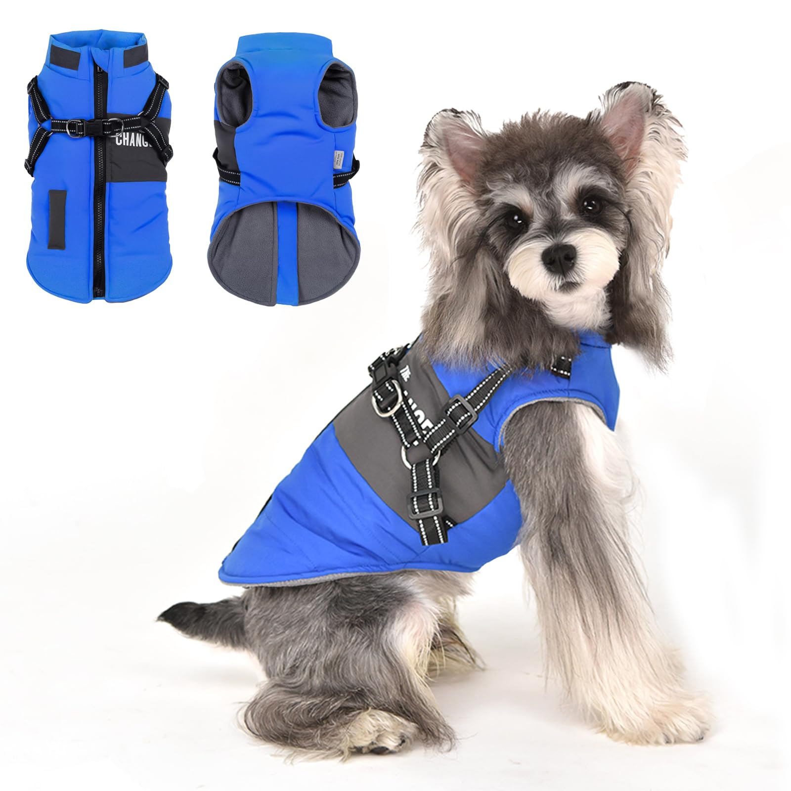Lairle Waterproof Winter Dog Coat with Built-In Reflective Adjustable Harness - 2 in 1 Jacket for Small, Medium, Large Dogs (8 Colors) — image 1