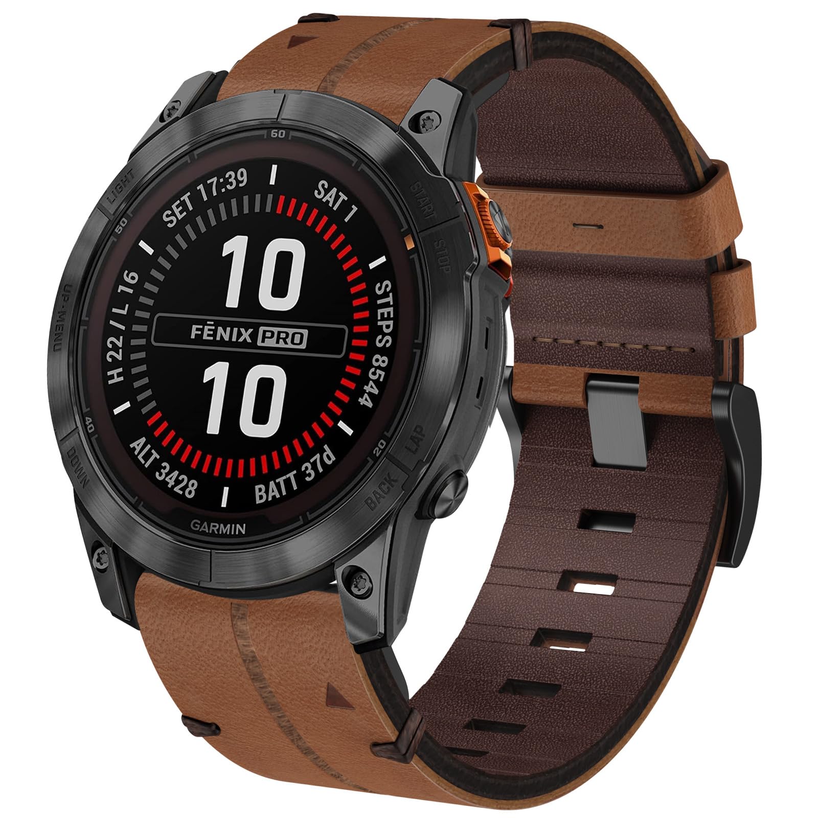 Strap for Garmin Feinx 7/6/5, 22mm Quick Fit Leather Strap for Fenix 5 Plus/6 Pro/7Pro/Fenix 8 47mm/Forerunner 935/945/955/965/Instinct/Instinct 2/Instinct 2 Solar/Quatix 7/6/5/Approach S70/S62/S60