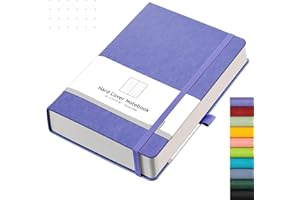 AHGXG Bullet Dotted Journal - 320 Numbered Pages Dot Grid Notebook A5 Thick Journal, 100gsm Thick Dotted Paper, Leather Hardcover,Inner Pocket, 5.75'' × 8.38''-Light Purple