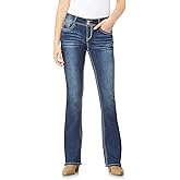 WallFlower Womens Luscious Curvy Bootcut Mid-Rise Bling Insta Stretch Juniors Jeans (Standard and Plus)