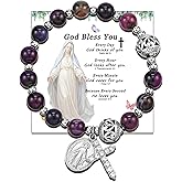 LIUANAN Catholic Amethyst Rosary Bracelet for Women, Virgin Mary & Cross Prayer Wrist Jewelry, Spiritual Meditation and Faith-Inspired Gift
