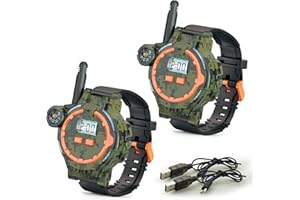 GANTAN Rechargeable Walkie Talkie for Kids Two-Way Radio Walky Talky with Flashlight Children Outdoor Game Interphone Toy Game and Gifts for Boy and Girl Age 4 to 12 (Camo)