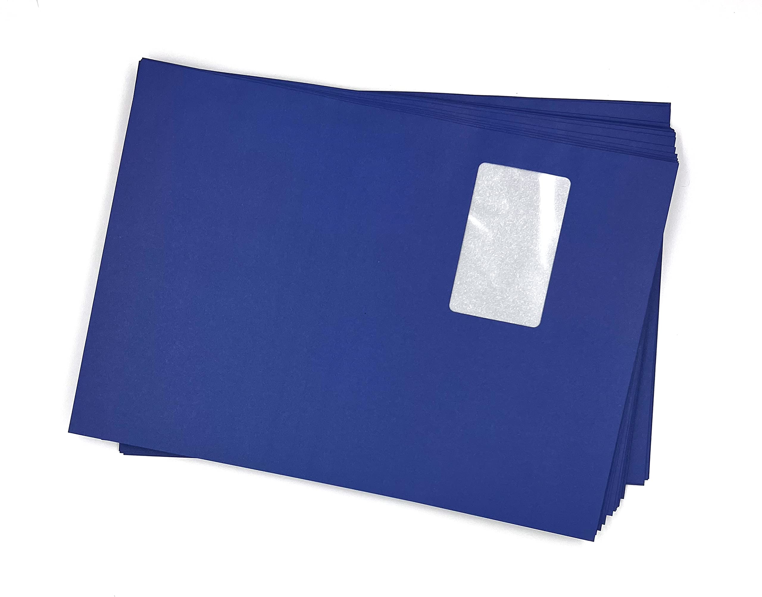 100 Royal Blue Window Envelopes, Azure Blue, C4-324 x 229 mm, Peel and Seal, 120 g/m²
