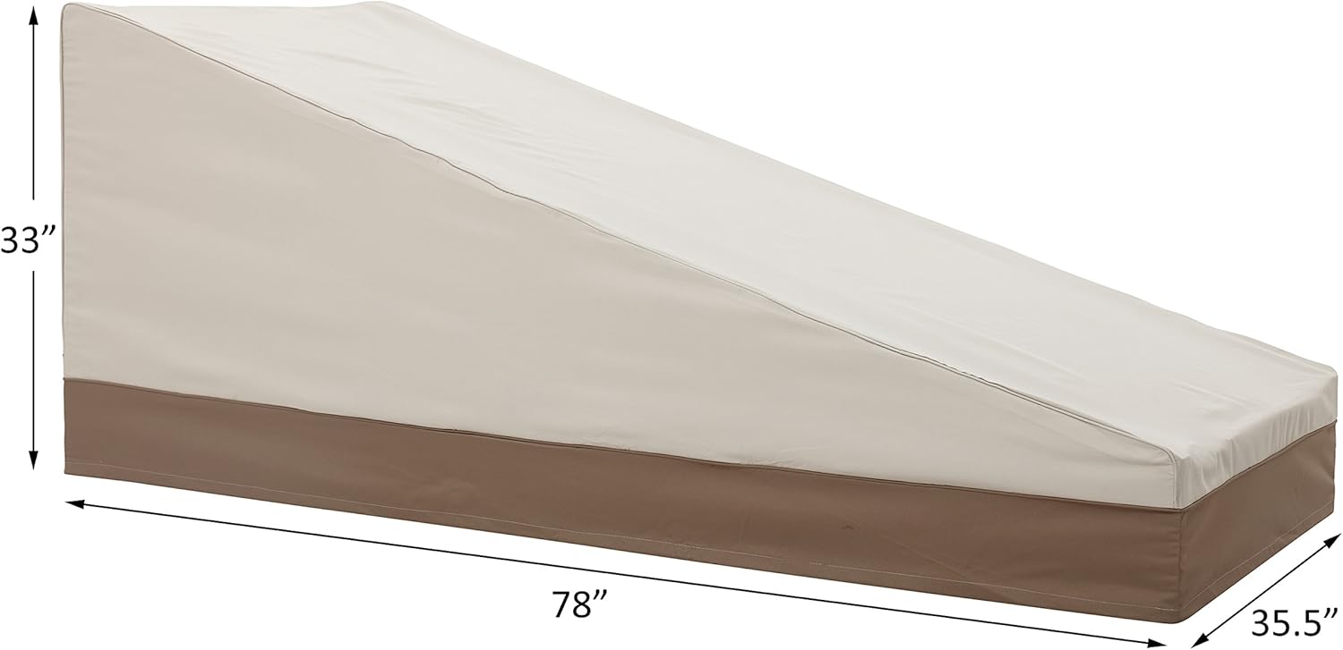 Finnhomy Outdoor Patio Waterproof Chaise Lounge Chair Covers Furniture Cover Large Folding Heavy Duty Weather/Fade Resistant Beige, 78" L x 35.5" W x 33" H: Furniture & Decor