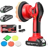 Avhrit Cordless Car Buffer Polisher kit w/ 2x2000mAh 21V Batteries, 6 Inch Car buffer Waxer Kit w/ 6 Variable Speed & Extra Attachments, Polisher for Car Detailing,Boat Sanding,Scratch Removing