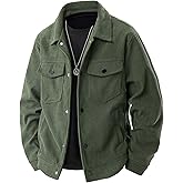 HBER Corduroy Jacket for Men Button Down Vintage Long Sleeve Fall Shirts Casual Western Shacket Jacket with Flap Pockets