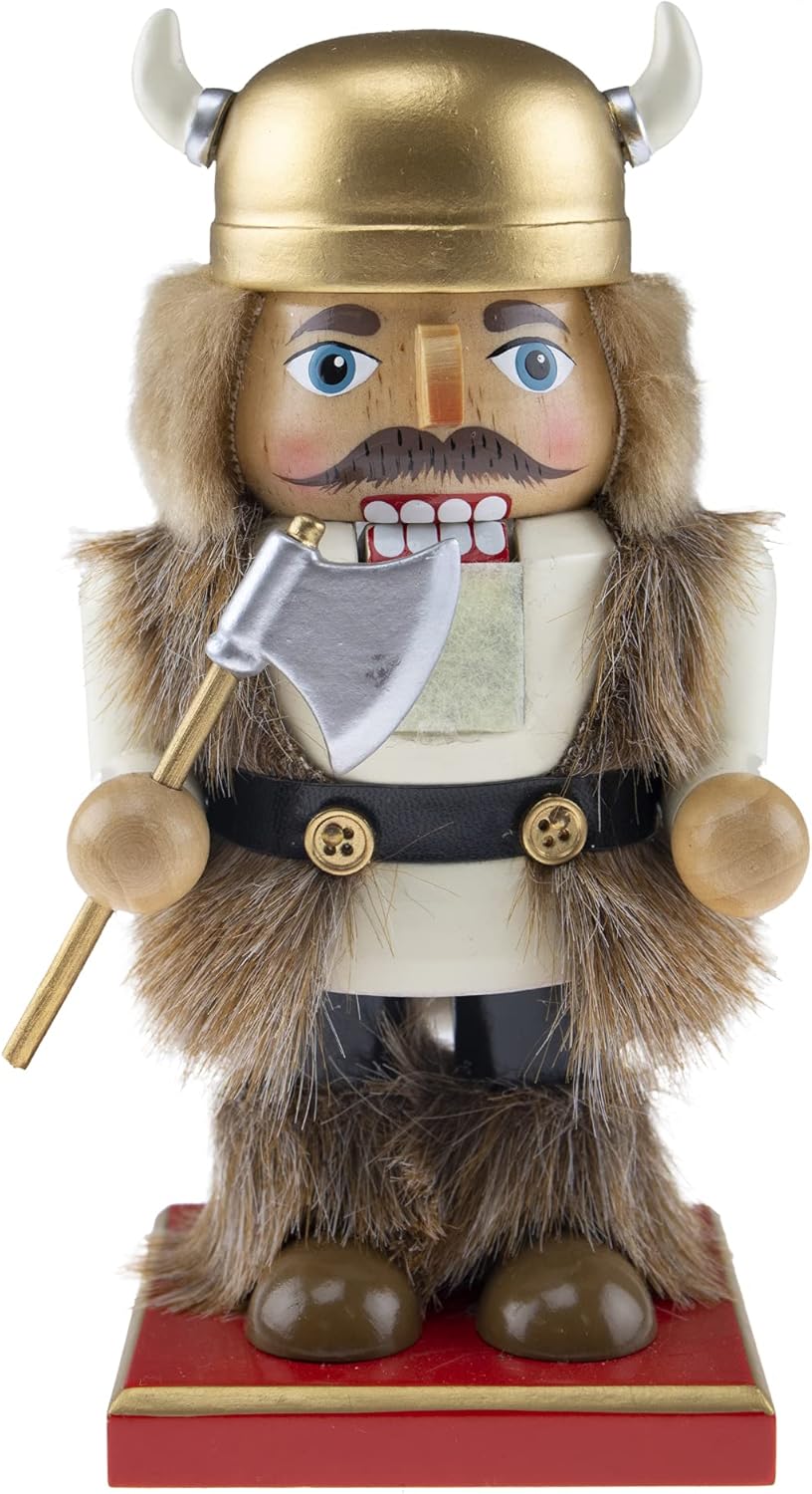Nutcrackers - Clever Creations Red Viking 7 Inch Chubby Wooden Nutcracker, Festive Christmas Décor for Shelves and Tables