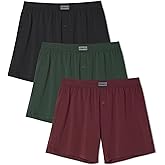 Separatec Combed Cotton Boxers for Men Soft Cooling Boxer Shorts Loose Breathable Knit Mens Underwear with Button Fly 3 Pack