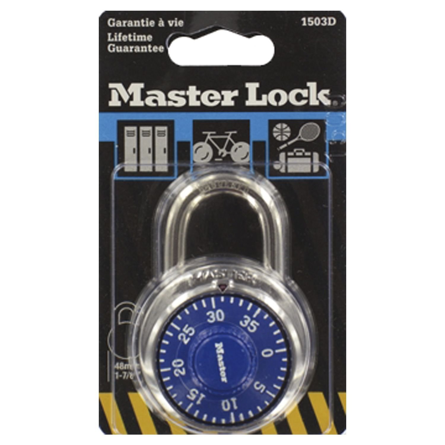Three digit combination padlock with simple locking stainless steel shackle, EACH