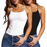 ANYOCEAN Multi-Pack Women's Camisole Knit Soft Slim Fit Tank Tops Basic | Spaghetti Strap Layering Tee Shirt, Stretchy Bodycon Fashion Undershirt, White Black Cute Y2K Going Out , Summer Lounge