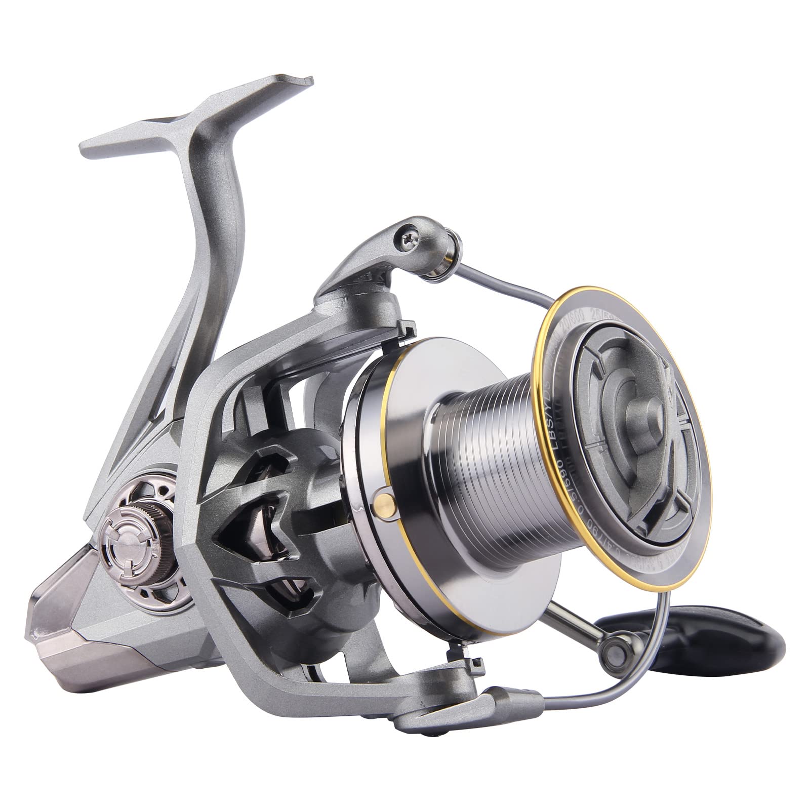 Photo 1 of HAUT TON Spinning Reel 8000/9000/10000/12000/14000,6+1BB Metal Surf Fishing Reels,4.8:1 Gear Ratio 55lbs Drag Heavy Long Casting Inshore Saltwater Monster Fish (HT-NGK, 14000)