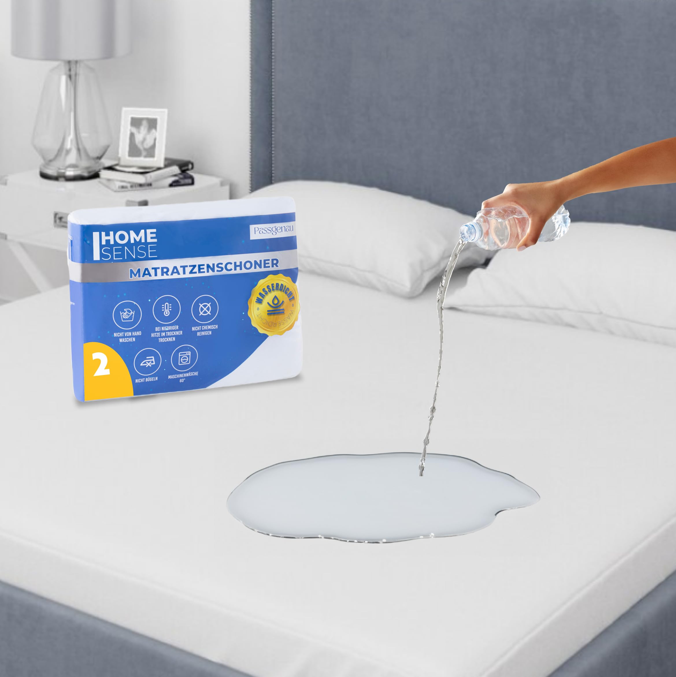 Home Sense Waterproof Mattress Protector for Single Bed - Absorbent Mattress Protector, Breathable Mattress Cover Sheet, Waterproof Bed Sheet, Single Mattr | 53x75 inch - 135x190 cm Pack of 2 (Double)