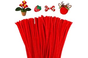 Mnuizu 200pcs Pipe Cleaners,Pipe Cleaners Chenille Stems for Craft, Fuzzy Sticks Christmas Craft Supplies for DIY Art & Creative Crafts Decorations（Red）