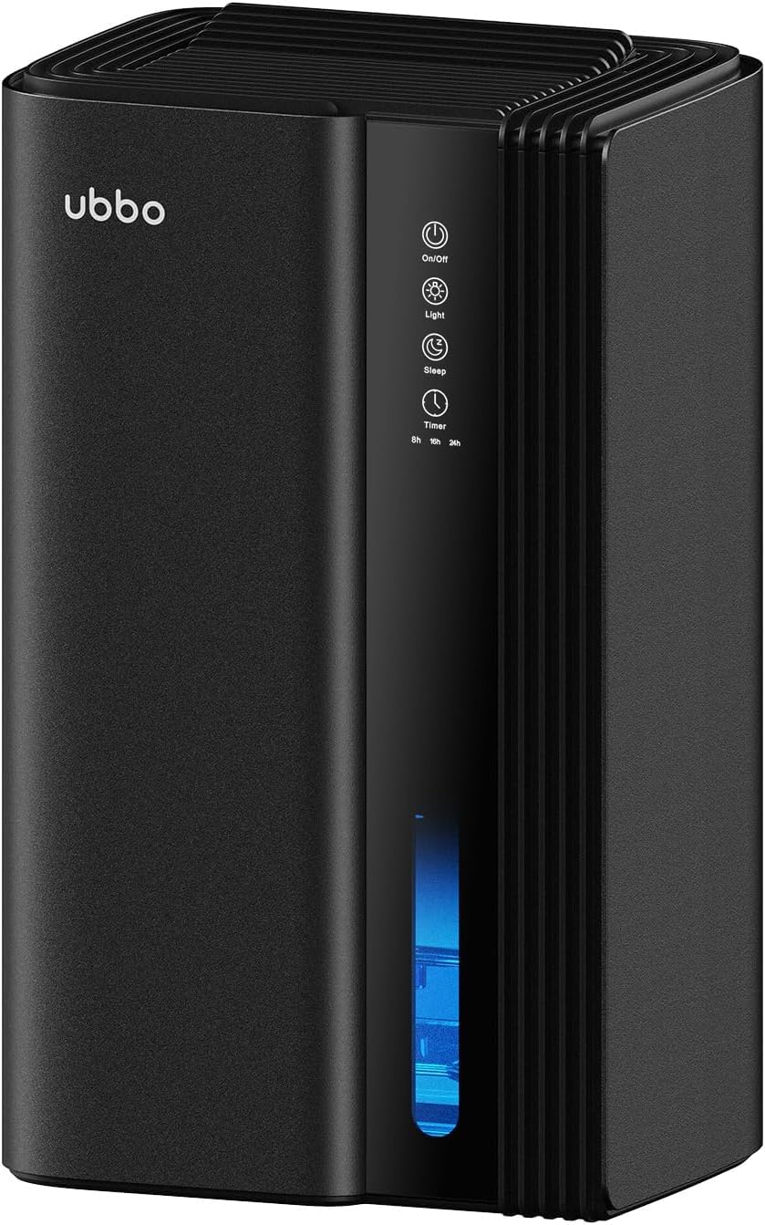 Photo 1 of UBBO 95oz Dehumidifiers for Home, 1000 Sq.Ft Dehumidifier with drain hose - Auto Shut Off, Timer, Sleep Mode & Drain Hose - 7 Color Light for Bedroom, Bathroom, RV - Black