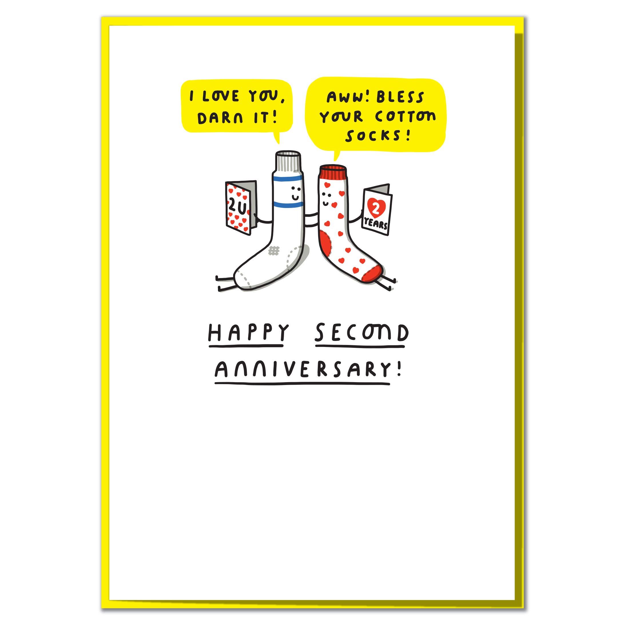 Bless Your Cotton Socks! Funny Cute Second Anniversary Card