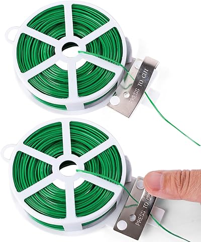 KINGLAKE 2x50m Garden Wire Ties Green Plant Ties with Cutter