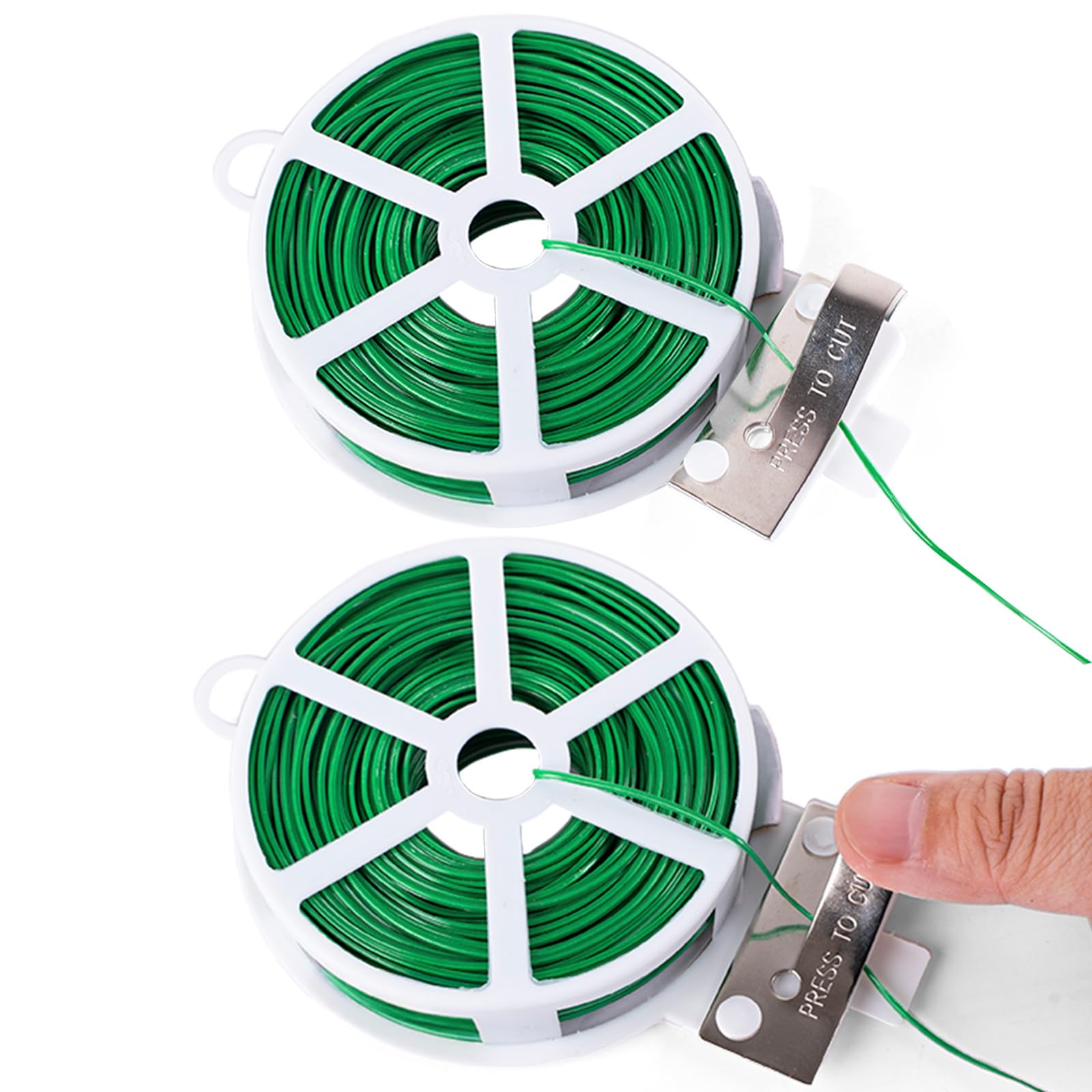 KINGLAKE 2x50m Garden Wire Ties Green Plant Ties, Gardening Wire with Cutter, Soft Twist Ties Plant Support Ties for Climbing Plants