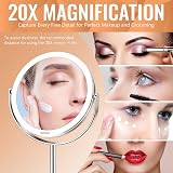 Auxmir 20X Magnifying Vanity Mirror with Tweezers 6.8in Double‑Sided 360° view 3