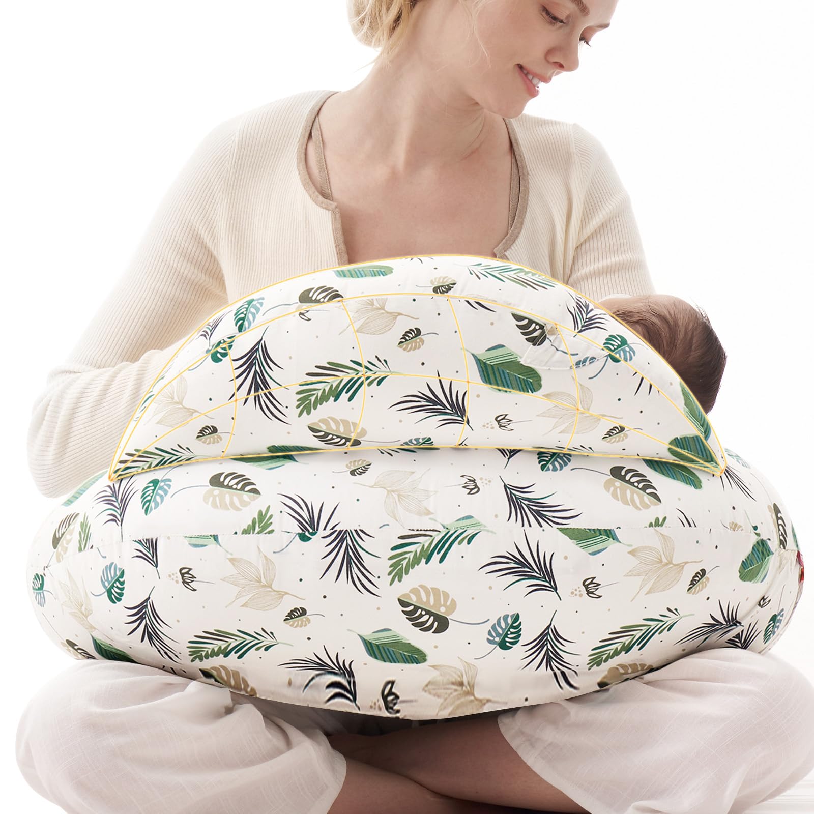Photo 1 of Momcozy Pioneering Safety Fence Nursing Pillow for Breastfeeding- Wider Feeding Pillows for More Support for Mom & Baby- Easier Nursing & Hand Free- Fit for All, Removable Cotton Cover