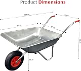Crystals 65L/100KG Wheelbarrow Heavy Duty Galvanised with Pneumatic Tyre view 8