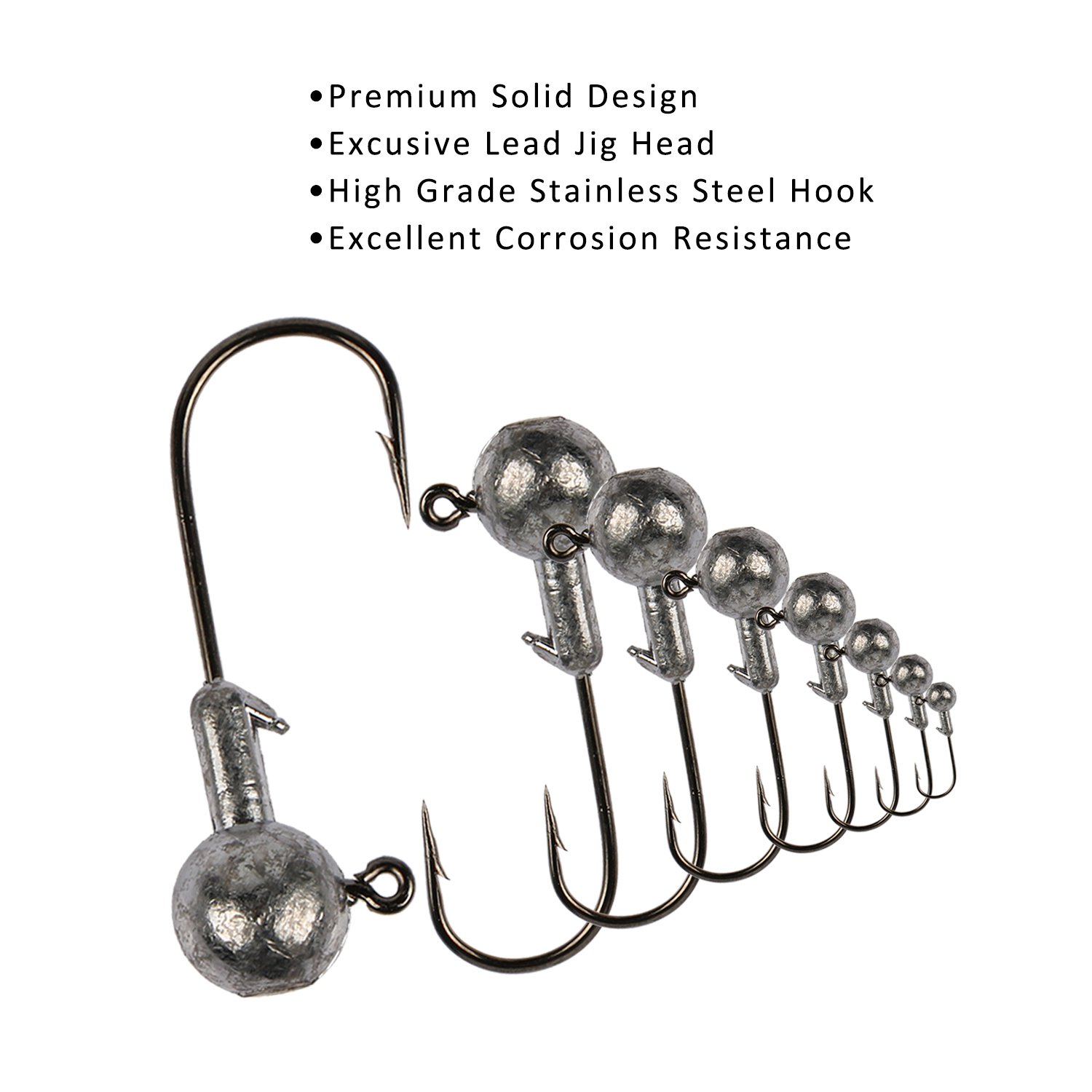 Goture Jig Hooks Set Kit With Fishing Tackle Box Fish Head Hooks (1g 50PCS)