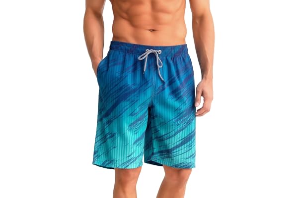 ELETOP Men's 9 Inch Quick Dry Swim Trunks 4 Way Stretch Swim Shorts Beach Men's Bathing Suit Swimwear with Mesh Lining