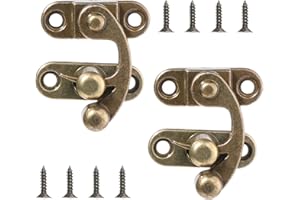 BOHUIZ 2 Pack Antique Vintage Lock Clasp Small Hasp Latches Right Latch Hook Hasp with Mounting Screws Swing Arm Latch for Jewelry Box Cabinet Toolbox (Bronze)